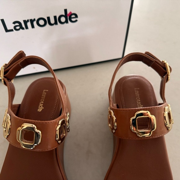 Larroude Women’s Milan Flatform Sandal In Caramel Leather Size 8 - Picture 6 of 16